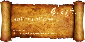 Gyürky Ágnes névjegykártya